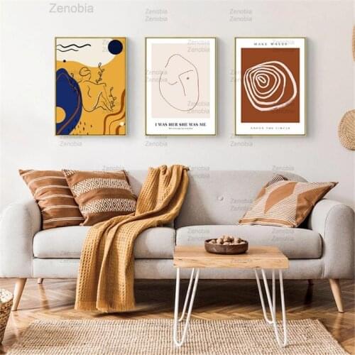 Abstract Landscape Posters Face Leaf Line Drawing Wall Art Print Geometry Tree Rings Canvas Painting Modern Bedroom Decoration