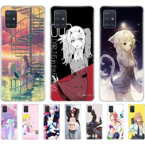 Silicon phone cover case for samsung galaxy A51 A31 A41 A71 A01 A81 A91 A30S A20S A50S M30S M40S fundas Anime girl cute