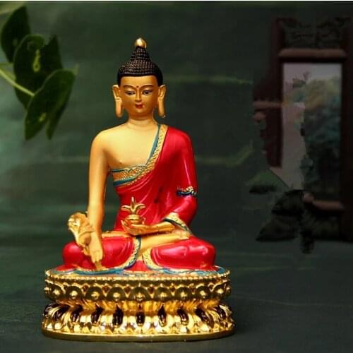 Colored Gilding Alloy Metal Buddhist Supplier Tranic Pharmacist/Medicine Buddha Efficacious Bodhisattva Putting Home Decorations