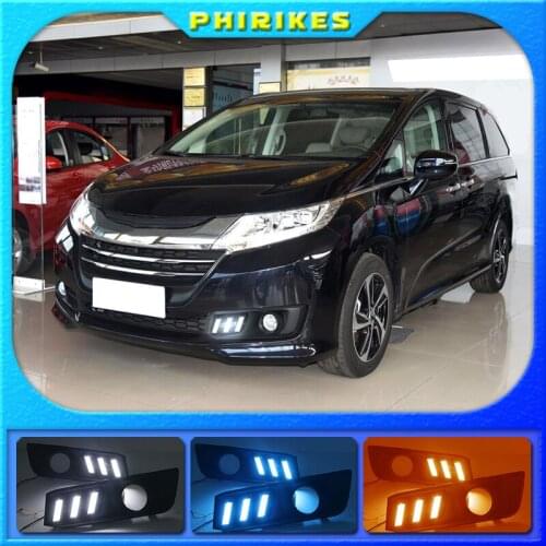 For Honda Odyssey 2015-2017 White Daytime light Yellow Turn Signal Light Blue Lamp Car LED DRL Daytime Running Light