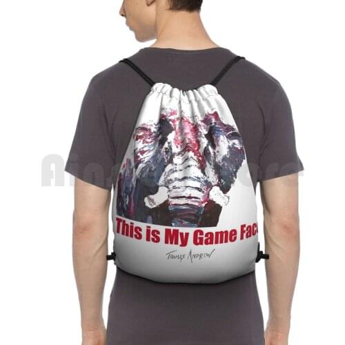 This Is My Game Face _ Full Color By Thomas Andrew Backpack Drawstring Bags Gym Bag Waterproof Elephant Elephants
