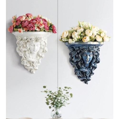 EUROPEAN CERAMIC WALL HANGING VASE+ARTIFICIAL FLOWER SET HOME LIVINGROOM WALL MURAL ORNAMNET HOTEL WALL STICKER CRAFT DECORATION