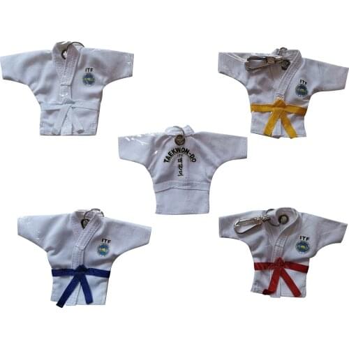 Hot Taekwondo Keychain ITF Supplies Taekwondo Uniform Sport Gifts for Birthday Keepsake Pendant Key Button key Ring