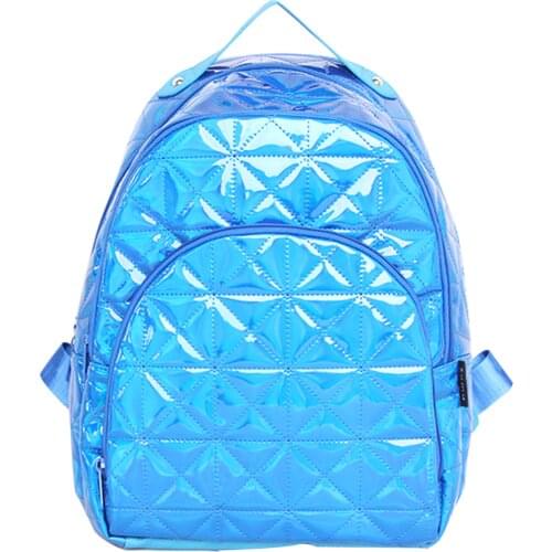 Good quality quilted shiny pu backpack book bag casual backpack