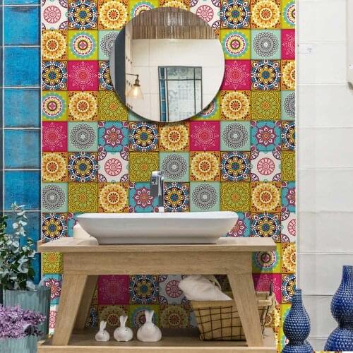 Simulation European-style tile self-adhesive paper restaurant wall DYI decoration creative wall sticker waterproof PVC wallpaper