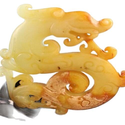 CHINESE FOLK Old jade carving Pelosi Decoration Jade dragon Pendant