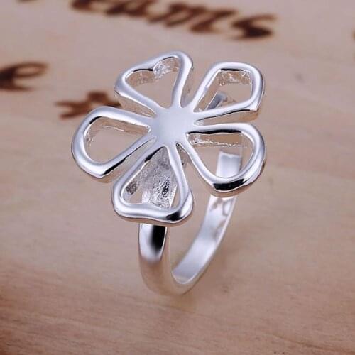 R015 free shipping sterling ring, trendy jewelry, Flower Ring /gctaouaa bchajtoa silver color