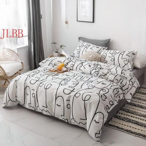 Abstract printed bedding set 100% cotton duvet cover set home textile American style bed linen set yellow summer bed cotton set