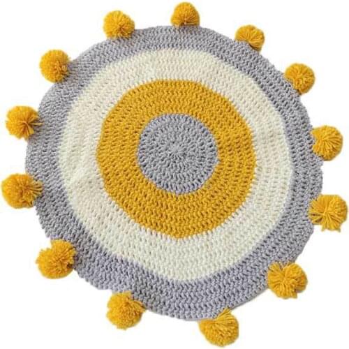 2020 New Hand Knitting Round Carpet With Ball Living Room Floor Rug for Living Room Bedside Kids Room Home Decoration Play Mat