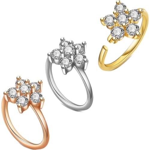 Round Zircon Bendable Gem Ring Bendable Seamless Nose Ring Surgical Steel Crystal Ear Trague Cartilage Earring Piercing