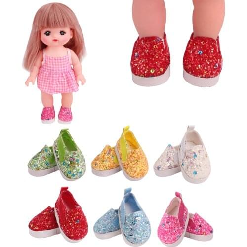 Dolls Shoes for Mellchan Baby Doll, for 9-12inch Reborn Doll, Stylish Sequins Sneakers, 6 Colors for Chosen