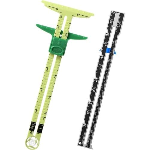 LUDA 2 Pieces of Sliding Gauge Measuring Sewing Tool, 5 in 1 Sliding Gauge for Knitting Hand Sewing Beginner Supplies