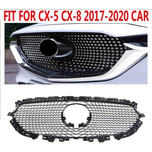 MODIFIED DIAMOND FRONT RACING GRILLE GRILLS ABS BUMPER MESH MASK TRIMS COVER FIT FOR MAZDA CX5 CX-8 2017-2020 GRILL CAR STYLING