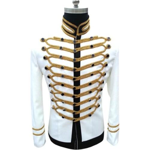 Stand collar black white clothes men suit designs masculino homme terno stage singers jacket men blazer dance star style fashion