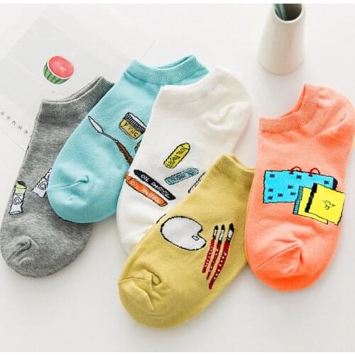 5 Pairs Of Tide Socks Japanese Cotton Shallow Mouth Socks Women Low Cut Candy Color Summer Breathable Cute Womens Socks