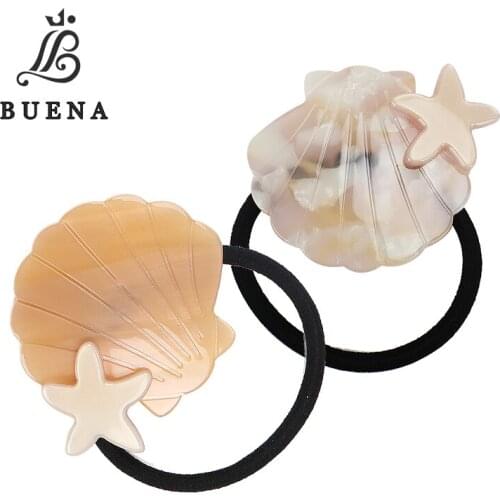 2021 Newest Design Shell Shape Elastic Hair Band High Quahity Acetate Hair Ties Wholesale Girl Hair Accessories