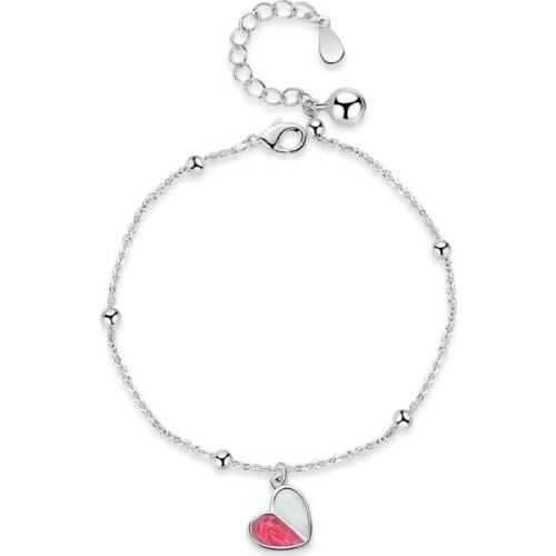 New Hot Crystal Glue Heart Cute Bracelets For Women 925 Sterling Silver Jewelry Statement Party Gifts Bracelets Pulseras SAB1