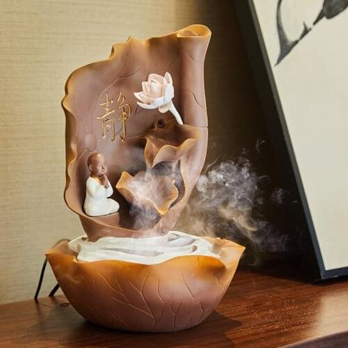 NEW CHINAESE SMALL MONK SHAMAI ZEN ROCKERY FOUNTAIN NEBULIZER RESIN FIGURINE HOME DECORATION CRAFT LIVINGROOM OFFICE ORNAMENT