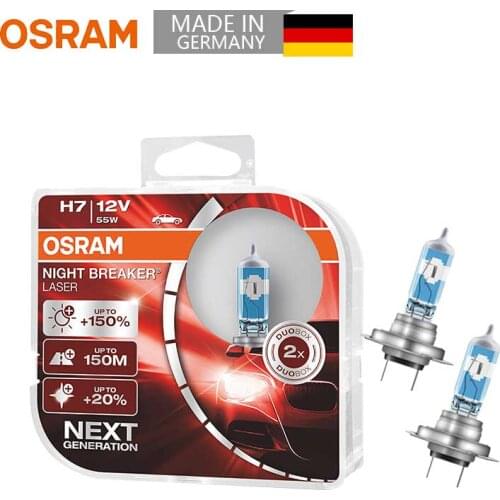 Osram Original H7 Night Circuit Breaker Laser Next Generation 12V 55W Car Headlight Car Fog Light +150 Brightness 64210NL (X2)