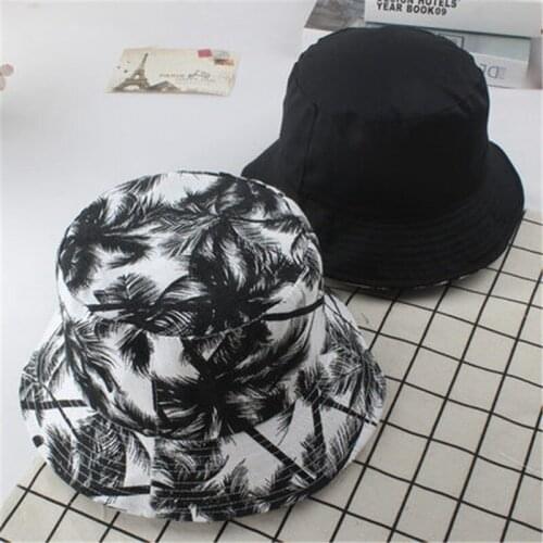 Bucket Hats Reversible Women Hip hop Bonnets Cotten Canvas Flower Print Outdoor Animal Cow Double C Fishing Caps