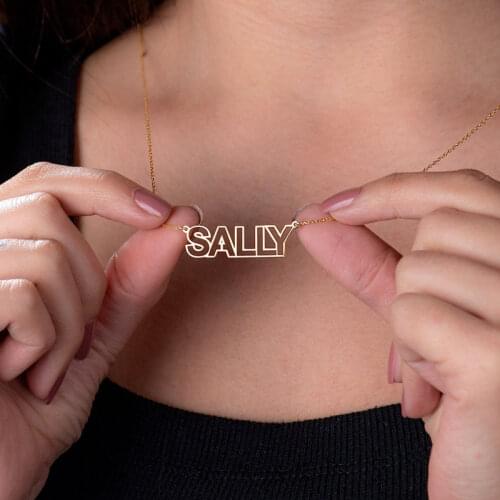 Custom Name Necklace Double Line Hollow Nameplate Pendant Necklace Stainless Steel Personalized Jewelry Best Friends Gifts