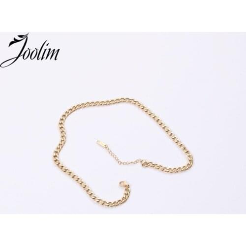 Joolim High Quality PVD Gold Finish Simple Chain Stainless Steel Necklace Tarnish Free Gold Jewelry