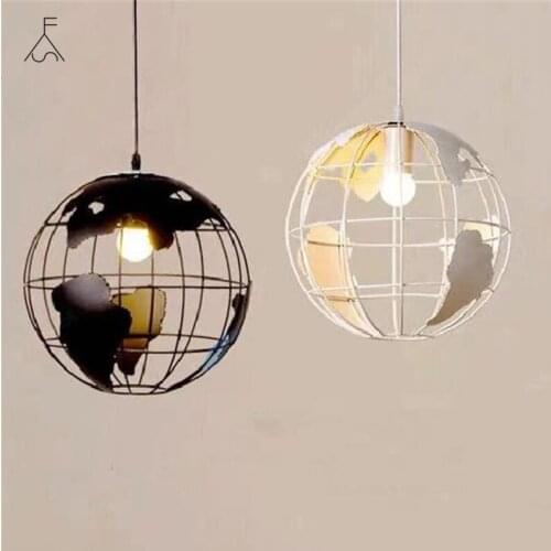Nordic Simple Globe Iron Art Pendant Light Restaurant Coffee Shop Hanging Lamp Dining Room Bedroom Kitchen Industrial LED Decor