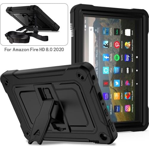 For Amazon Kindle Fire HD 8 (2020) Kids Safe Shockproof Tablet Case Business Silicon Stand Cover for Kindle Fire HD 8 (2020)