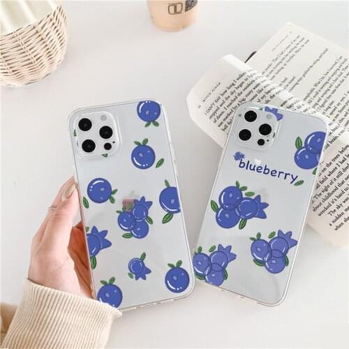 Small Berry Blueberry Fruit Clear Phone Case For iPhone 12 11 Pro Max X XR XS MAX 7 8 SE Plus SE 2020 Soft Transparent Covers