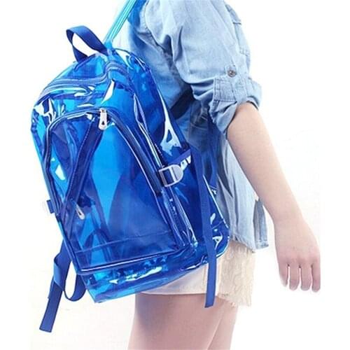 Beach Bag Transparent Clear Plastic Waterproof Backpack For Teenage Girls PVC School Bags Shoulders Bag