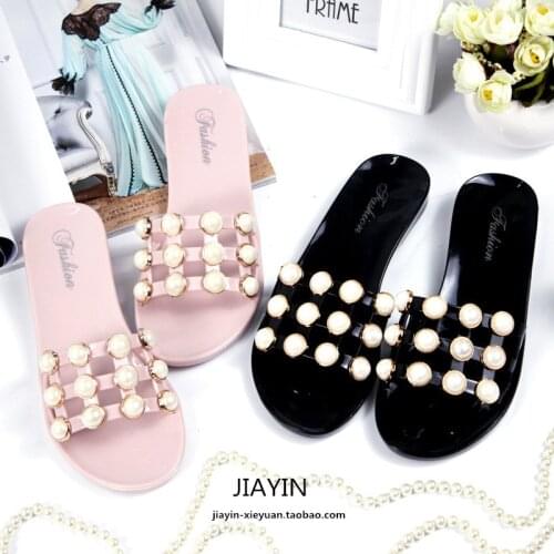 Shiny Beads Lux Sandals Women Summer Simple Female Hong Kong Style Slippers Brand Slides Outside Dance Women 39 Shoes Trendy New