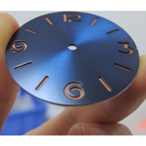 38.9mm blue sterile dial orange marks fit ETA 6497 ST 3600 movement Mens Watch dial