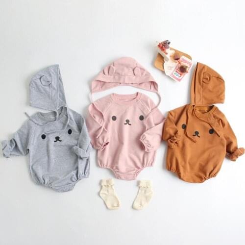 Spring and autumn baby jumpsuit 100% cotton cartoon smiling baby girl clothes winter warm briefs romper newborn clothes