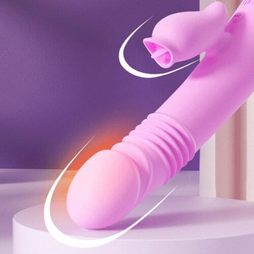 Retractable Vibrator Ms Masturbation Stick Tongue Licking AV Clitoris Massage Dildo Stimulates Heating Tool Sex Toy for Woman 18