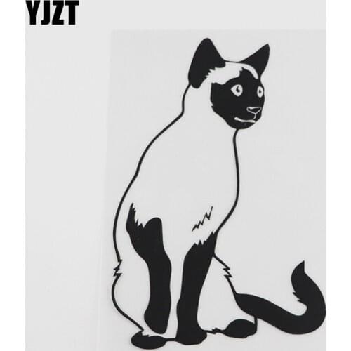 YJZT 9.6CMX14.2CM Cute Siamese Veterinary Pets Vinyl Car Sticker Black/Silver 8A-0117