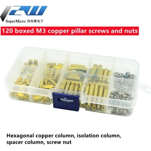 120 boxes of M3 stainless steel screws and nuts brass hexagonal copper column spacer column spacer combination
