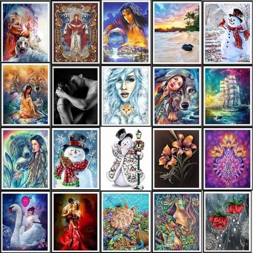 5D diamond painting full diamond animal round diamond mosaic pattern home decoration DIY handmade Christmas present