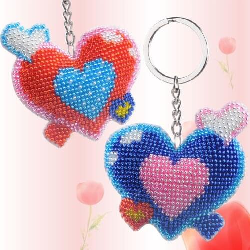 6.5cm Diy Handmade beads embroidered Toys love cross-stitch keychain heart-shaped craft kit kids adult girl gift 2018 new toy