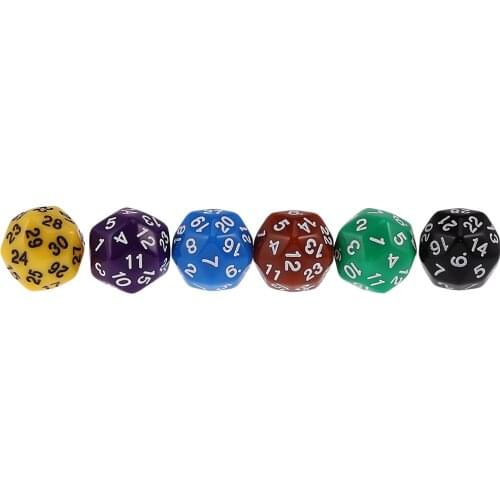 6pcs Multi-sided D24 or D30 Dice for D&D Casino Poker Dice Guessing Game Favours