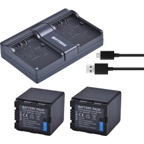 Batmax 2pcs VW-VBN260 VBN260 Camera Battery+Charger for Panasonic HC-X800 HC-X810 HC-X900 HC-X910 HC-X920 HC-X920M HDC-HS900