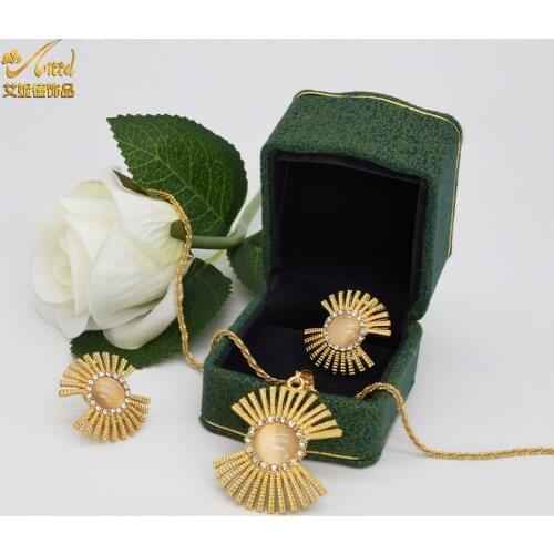 ANIID Necklace Sets For Women Earrings Jewelry Bracelets African Indian Dubai Hawaiian Opal Bridal Gold Ethiopian Accessories
