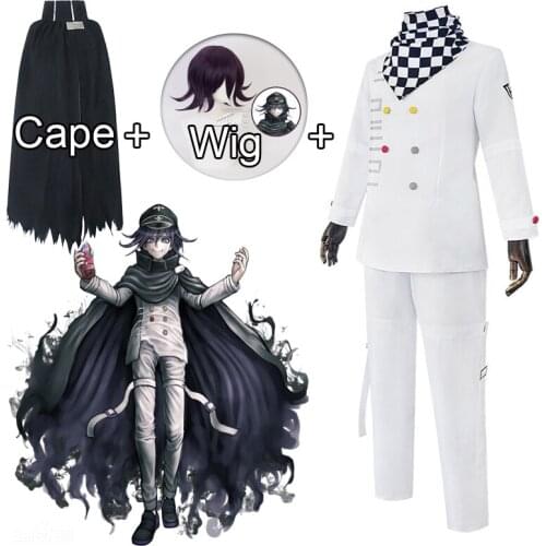 Anime New Danganronpa V3 Cosplay costumes Ouma Kokichi uniform Jacket / Trousers / Tie / Wig / Cape Halloween Costume for adult