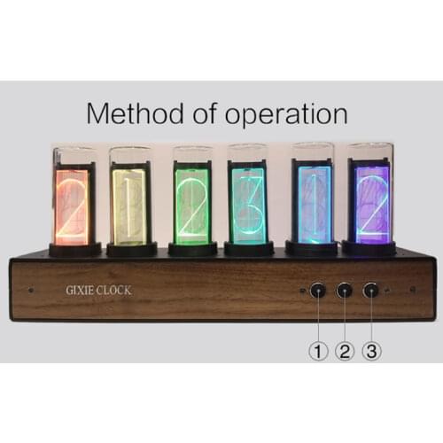 Gixie luminous tube clock, metal retro full color LED color changing creative clock, long life