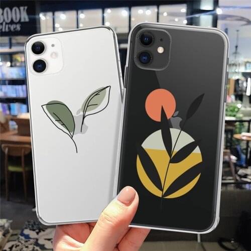 LUPWAY New Transparent Line Flower Plant Phone Case For iPhone 12 Pro Max 11 Pro Max X XR XS Max 7 8 Plus SE 2020 Silicone Cover