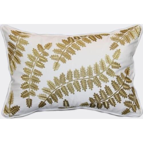 Leaf Embroidery Pillow Case Cushion Cover 3 Colors Cojines Decorativos Para Sofa Noble Throw Pillows Cushions Coussin