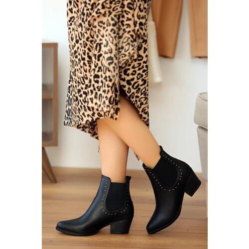A5225-20Siyah Pink Potin Black Women Boots A5225-20