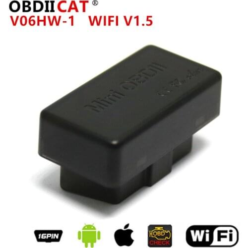 100pcs OBDIICAT V06HW Super Mini ELM327 WIFI OBD2 Diagnostic Interface V1.5 with PIC25K80 Chip Car Scanner Tools OBDII ELM 327