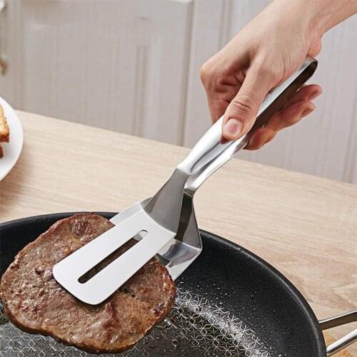 Steak Clamps Double Sided Spatula Stainless Steel Food Flipping Spatula Tongs Clip For Beefsteak Hamburger BBQ Meats Pizza Fish