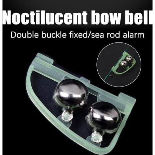Fishing Rod Alarm Alert Rings Fluorescent Pole Tip Clip Twin Bell Glow In The Dark Fishing Tackle Box Accessory Tool