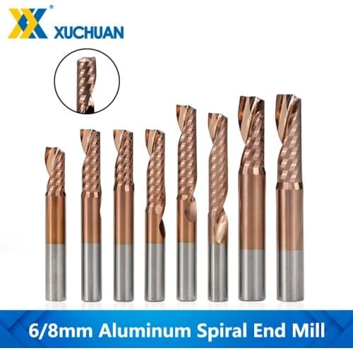 Single Flute Milling Cutter 6/8mm Shank CNC Router Bit For Metal Aluminum Tool Spiral Router Bit Carbide End Mill